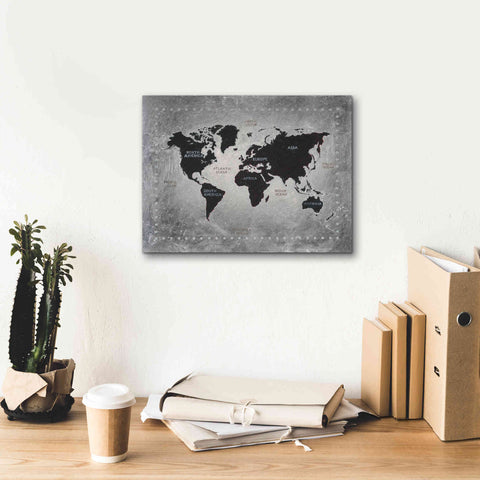 Image of 'Riveting World Map' by James Wiens, Canvas Wall Art,16 x 12