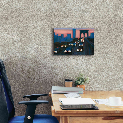 Image of 'Brooklyn Bridge Evening' by James Wiens, Canvas Wall Art,18 x 12