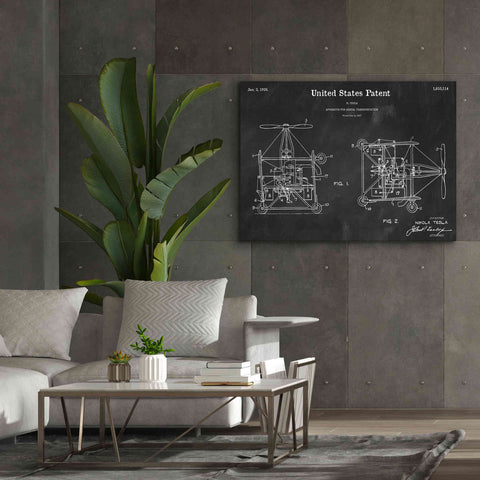 Image of 'Tesla Aerial Apparatus Blueprint Patent Chalkboard,' Canvas Wall Art,54 x 40