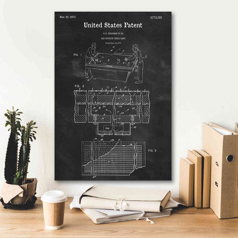 Image of 'Air Hockey Blueprint Patent Chalkboard,' Canvas Wall Art,18 x 26