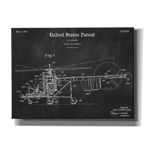 Image of 'Direct-Lift Aircraft Blueprint Patent Chalkboard,' Canvas Wall Art,16x12x1.1x0,26x18x1.1x0,34x26x1.74x0,54x40x1.74x0