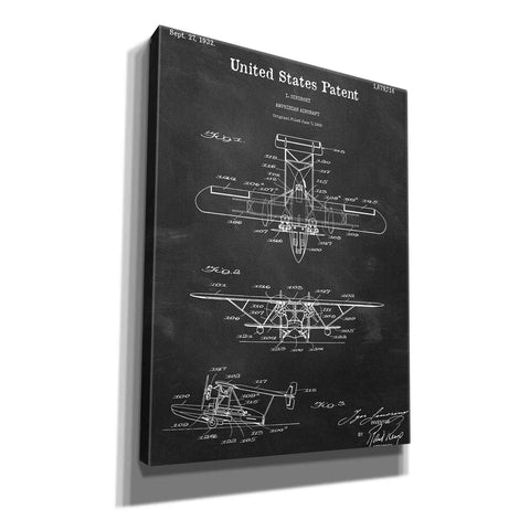 Image of 'Amphibian Aircraft Blueprint Patent Chalkboard,' Canvas Wall Art,12x16x1.1x0,18x26x1.1x0,26x34x1.74x0,40x54x1.74x0