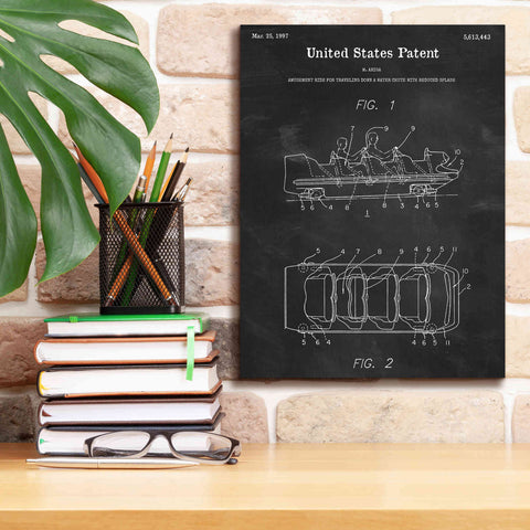 Image of 'Water Coaster Ride Blueprint Patent Chalkboard,' Canvas Wall Art,12 x 16