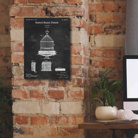 Image of 'Bird Cage Blueprint Patent Chalkboard,' Canvas Wall Art,12 x 16