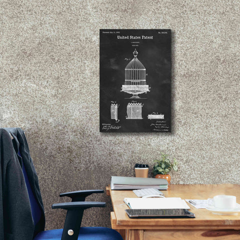Image of 'Bird Cage Blueprint Patent Chalkboard,' Canvas Wall Art,18 x 26