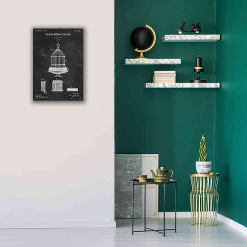 Image of 'Bird Cage Blueprint Patent Chalkboard,' Canvas Wall Art,18 x 26