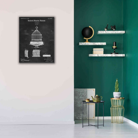 Image of 'Bird Cage Blueprint Patent Chalkboard,' Canvas Wall Art,26 x 34