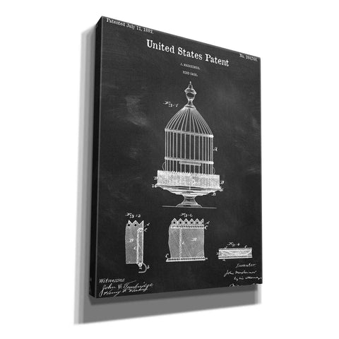 Image of 'Bird Cage Blueprint Patent Chalkboard,' Canvas Wall Art,12x16x1.1x0,18x26x1.1x0,26x34x1.74x0,40x54x1.74x0