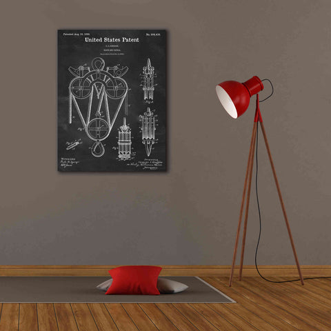 Image of 'Block and Tackle Blueprint Patent Chalkboard,' Canvas Wall Art,26 x 34