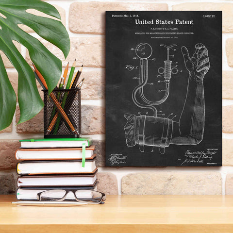 Image of 'Blood Pressure Pump Blueprint Patent Chalkboard,' Canvas Wall Art,12 x 16