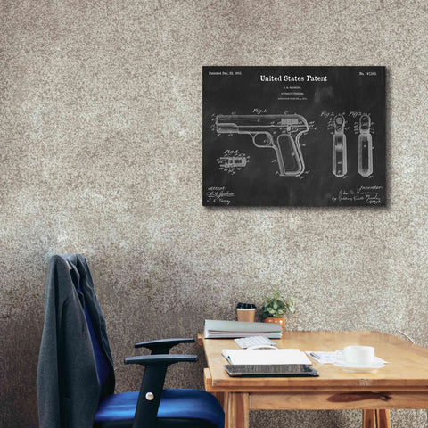 Image of 'Pistol Blueprint Patent Chalkboard,' Canvas Wall Art,34 x 26