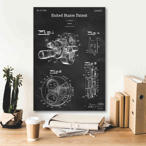 Image of 'Film Camera Blueprint Patent Chalkboard,' Canvas Wall Art,18 x 26