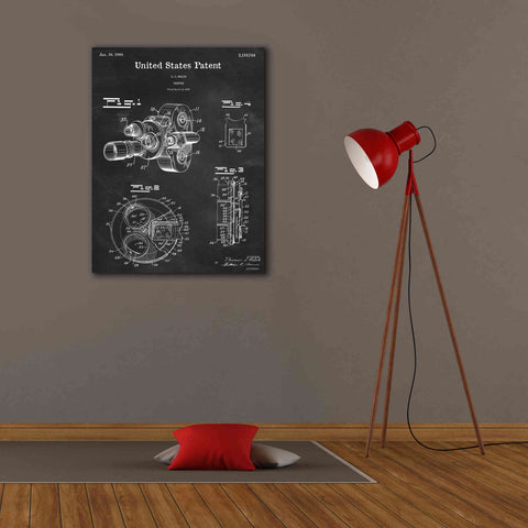 Image of 'Film Camera Blueprint Patent Chalkboard,' Canvas Wall Art,26 x 34