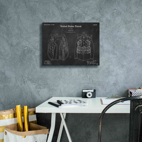 Image of 'Military Coat Blueprint Patent Chalkboard,' Canvas Wall Art,16 x 12