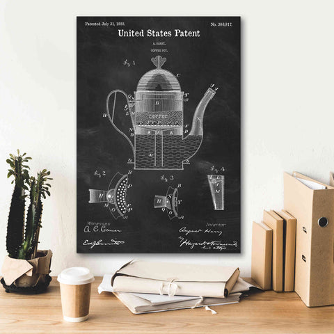 Image of 'Coffee Pot Blueprint Patent Chalkboard,' Canvas Wall Art,18 x 26