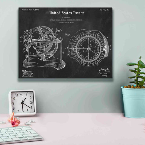 Image of 'Stellar Compass Blueprint Patent Chalkboard,' Canvas Wall Art,16 x 12