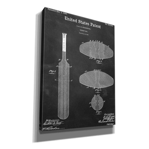 Image of 'Cricket Bat Blueprint Patent Chalkboard,' Canvas Wall Art,12x16x1.1x0,18x26x1.1x0,26x34x1.74x0,40x54x1.74x0