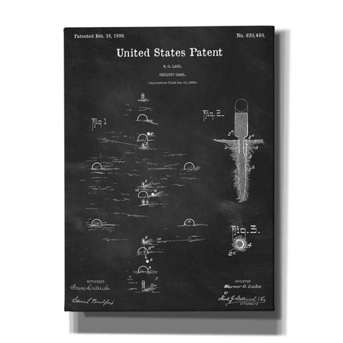 Image of 'Croquet Blueprint Patent Chalkboard,' Canvas Wall Art,12x16x1.1x0,18x26x1.1x0,26x34x1.74x0,40x54x1.74x0