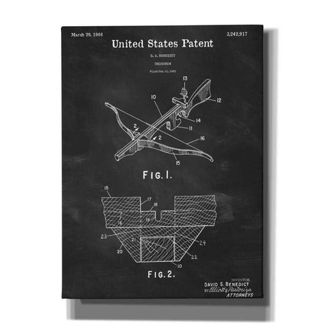 Image of 'Crossbow Blueprint Patent Chalkboard,' Canvas Wall Art,12x16x1.1x0,18x26x1.1x0,26x34x1.74x0,40x54x1.74x0