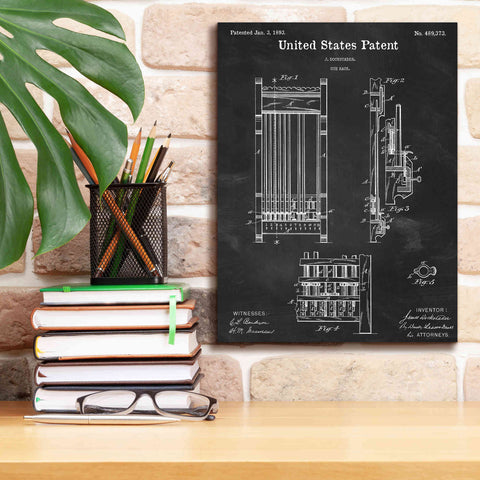 Image of 'Cue Rack Blueprint Patent Chalkboard,' Canvas Wall Art,12 x 16