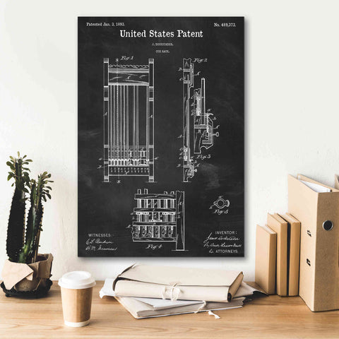 Image of 'Cue Rack Blueprint Patent Chalkboard,' Canvas Wall Art,18 x 26