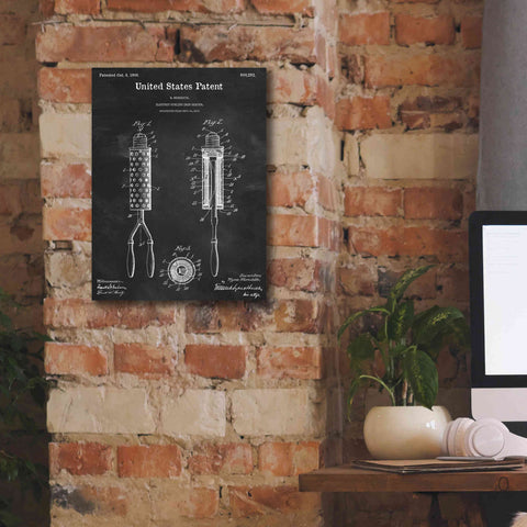 Image of 'Curling Iron Blueprint Patent Chalkboard,' Canvas Wall Art,12 x 16