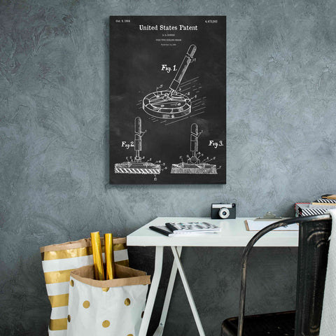 Image of 'Curling Broom Blueprint Patent Chalkboard,' Canvas Wall Art,18 x 26