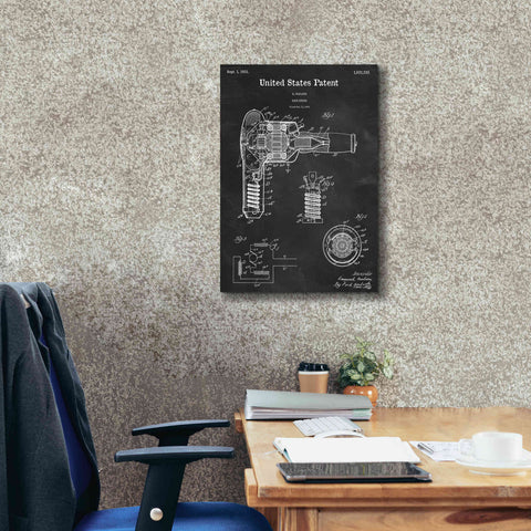 Image of 'Hair Dryer Blueprint Patent Chalkboard,' Canvas Wall Art,18 x 26
