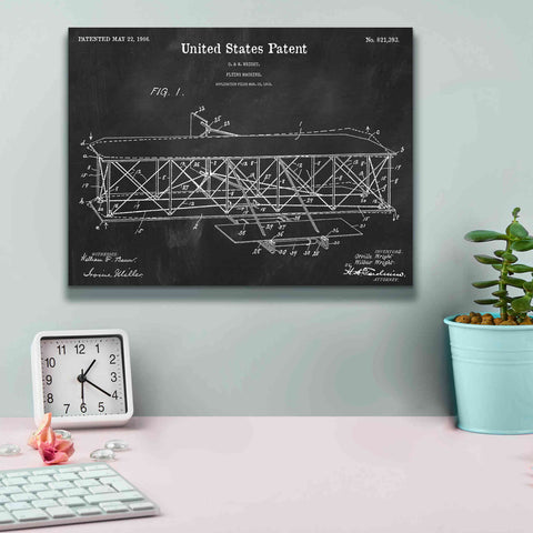 Image of 'Wright Bros. Flying Machine Blueprint Patent Chalkboard' Canvas Wall Art,16 x 12