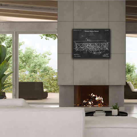 Image of 'Wright Bros. Flying Machine Blueprint Patent Chalkboard' Canvas Wall Art,34 x 26