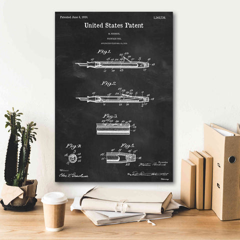 Image of 'Fountain Pen Blueprint Patent Chalkboard,' Canvas Wall Art,18 x 26