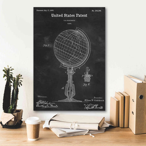 Image of 'globe Blueprint Patent Chalkboard,' Canvas Wall Art,18 x 26