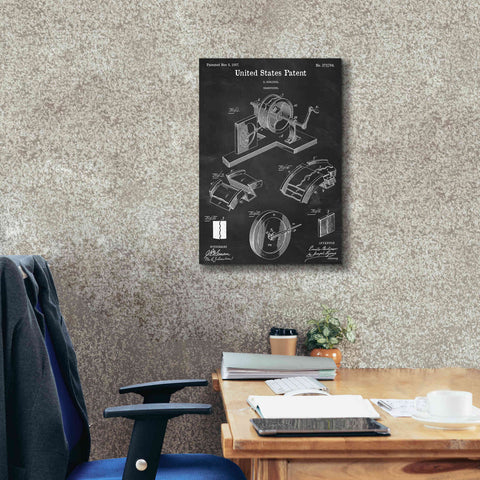 Image of 'Gramophone, 1887 Blueprint Patent Chalkboard,' Canvas Wall Art,18 x 26