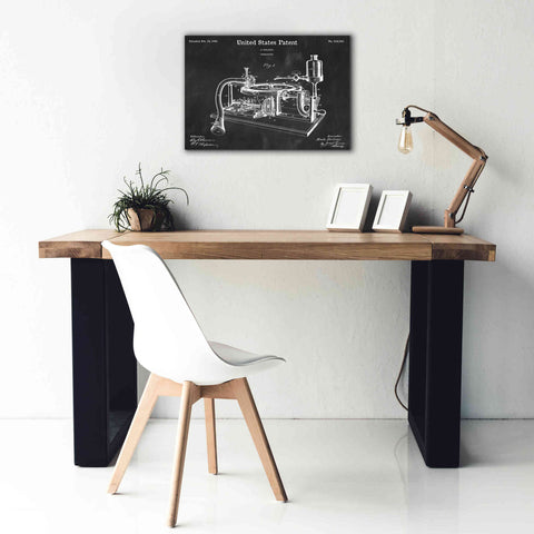 Image of 'Gramophone, 1895 Blueprint Patent Chalkboard,' Canvas Wall Art,26 x 18