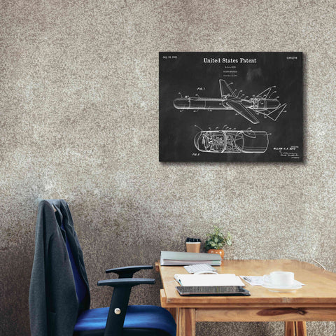 Image of 'Cold War Era Guided Missile Blueprint Patent Chalkboard,' Canvas Wall Art,34 x 26