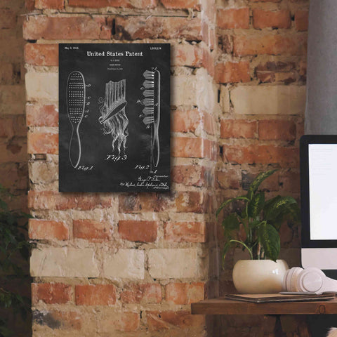 Image of 'Hair Brush Blueprint Patent Chalkboard,' Canvas Wall Art,12 x 16
