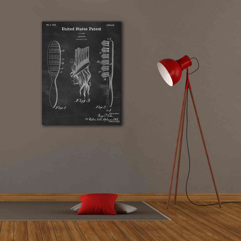 Image of 'Hair Brush Blueprint Patent Chalkboard,' Canvas Wall Art,26 x 34