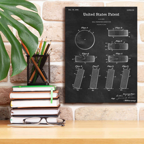 Image of 'Hockey Puck Blueprint Patent Chalkboard,' Canvas Wall Art,12 x 16
