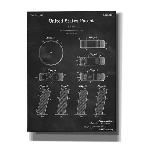 Image of 'Hockey Puck Blueprint Patent Chalkboard,' Canvas Wall Art,12x16x1.1x0,18x26x1.1x0,26x34x1.74x0,40x54x1.74x0