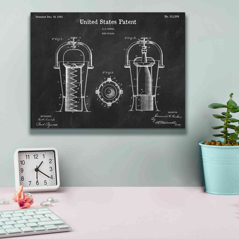 Image of 'Wine Cooler Blueprint Patent Chalkboard,' Canvas Wall Art,16 x 12