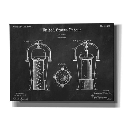 Image of 'Wine Cooler Blueprint Patent Chalkboard,' Canvas Wall Art,16x12x1.1x0,26x18x1.1x0,34x26x1.74x0,54x40x1.74x0
