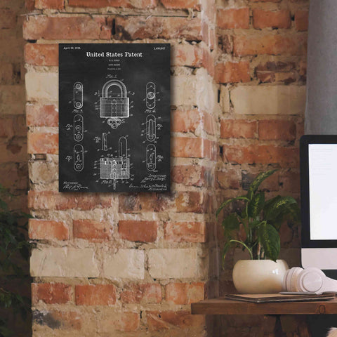 Image of 'Lock Blueprint Patent Chalkboard,' Canvas Wall Art,12 x 16