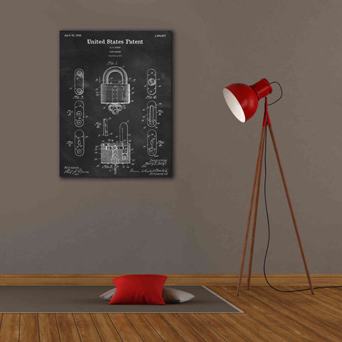 Image of 'Lock Blueprint Patent Chalkboard,' Canvas Wall Art,26 x 34