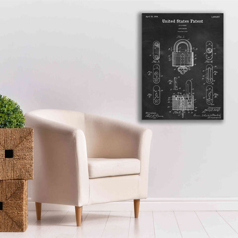Image of 'Lock Blueprint Patent Chalkboard,' Canvas Wall Art,26 x 34