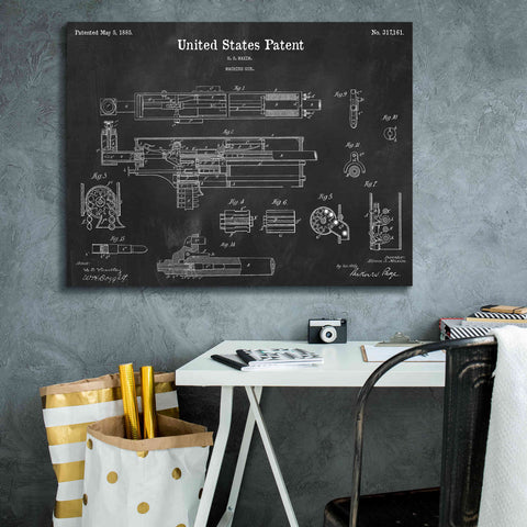 Image of 'Machine Gun Blueprint Patent Chalkboard,' Canvas Wall Art,34 x 26