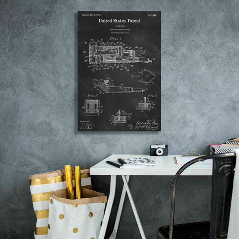 Image of 'Motor Hair Clipper Blueprint Patent Chalkboard,' Canvas Wall Art,18 x 26