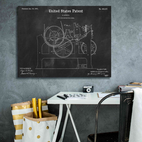 Image of 'Weft Stop Motion for Looms Blueprint Patent Chalkboard,' Canvas Wall Art,34 x 26