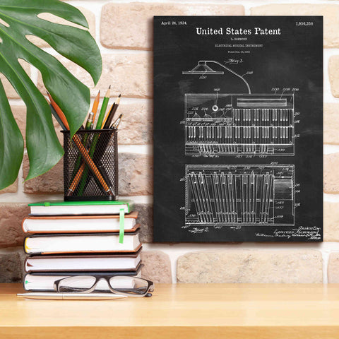 Image of 'Keyboard Instrument Blueprint Patent Chalkboard,' Canvas Wall Art,12 x 16