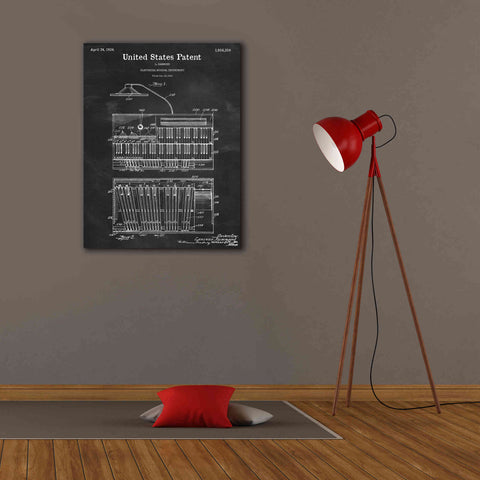 Image of 'Keyboard Instrument Blueprint Patent Chalkboard,' Canvas Wall Art,26 x 34