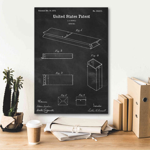 Image of 'Paper Bag Blueprint Patent Chalkboard,' Canvas Wall Art,18 x 26